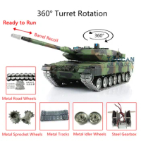 Toucan 1/16 Heng Long TK7.0 Leopard2A6 RC Tank 3889 Metal Tracks Wheels Barrel Recoil BB Airsoft Smoke Toys Car TH17592-SMT1