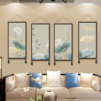 中式客廳裝飾畫沙發背景墻掛布臥室玄關壁毯掛毯電表箱遮擋裝飾布
