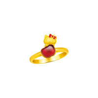【Just Gold 鎮金店】Hello Kitty 蘋安萌福 黃金戒指