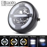 7.0 Inch Universal Cafe Racer Round Motorcycle LED Head lamp Headlamp Distance Light Refit 7.0" Motorcycle Headlight Cafe Racer