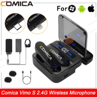 Comica Vimo S 2.4G Wireless Lavalier Microphone Compact Lapel Microphone With Charging Case for iPhone Android phone