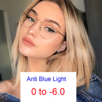 Computer Glasses Anti Blue Ray Myopia Glasses Men Women Vintage Brand Small Round Optical Eye Spectacle UV Gaming Filter Glasses