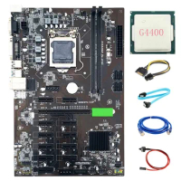 B250 BTC Mining Motherboard Kit 12 GPU LGA1151 DDR4 With+G4400 CPU+SATA 15Pin to 6Pin Graphics Card Power Cord for Miner
