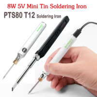 PTS80 T12 Smart Electric Soldering Iron PD 65W/DC 72W Cordless Soldering Iron OLED Display TYPE-C/DC 5521 Interface Welding Tool
