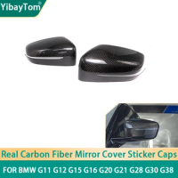 2pcs Real Carbon Fiber Side Mirror Cover Cap Sticker Add-on For BMW G11 G12 G15 G16 G20 G21 G28 G30 G38 only for left hand drive