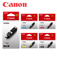 CANON PGI-750BK+CLI-751BK/C/M/Y 原廠墨水組合(2黑+3彩)