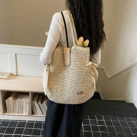 bag for shoulder Fashion women stylish vacation handbag contrasting color beach lazy bag