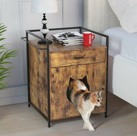 復古鐵加木寵物櫃貓屋邊桌家具櫃室內寵物屋貓砂盆櫃