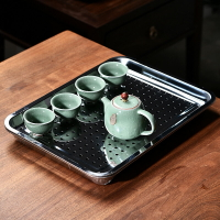 瀾揚家用不銹鋼茶臺小號簡約儲水式排水茶盤蓄茶水托盤金屬小茶盤