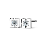 ต่างหูเพชร Brackets Stud  รุ่น E16007EW - สีไวท์โกลด์