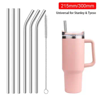 1Pcs Straight Bent Stainless Steel Straws Drinking Silver Cup Straw 6mm 8mm Reusable for Stanley 30oz 40oz Tyeso Cup