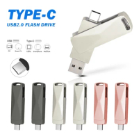 USB2.0 Flash Drives TYPE-C Pendrive 32GB 64GB128GB usb pen drive metal for Computer Cell Phone 2in1 USB Metal Pen Drive