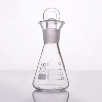 Lodine flask with ground-in glass stopper 50ml,Erlenmeyer flask with tick mark,Iodine volumetric flask,Triangular flask with lid