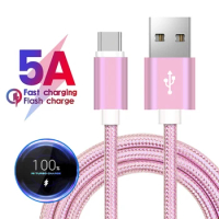 Type C USB Fast Charging Cable for Samsung S23 A55 A35 Xiaomi Redmi Note 13 POCO X5 Huawei Nova 11 Realme iQOO Braided Cable 3m
