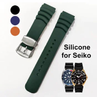 20mm 22mm Silicone Strap for Seiko Prospex SKX007 SKX009 SPR009 Band Waterproof Rubber Watch Band Metal Ring Buckle