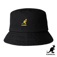 KANGOL 台灣獨家-WASHED BUCKET 漁夫帽(黑色金LOGO)