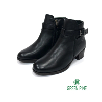 【GREEN PINE】寒流必穿簡約經典釦環女短靴黑色(00142002)