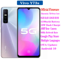 Vivo Y73s 5G Mobile Phone 8GB RAM 128GB ROM Dimensity 720 Octa Core 18W 4100mAh Big Battery 48.0MP Triple Rear 6.44‘’ Android 10