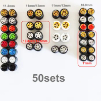50 Sets 11mm/12mm/13mm 1/64 Wheels W Rubber Tires for HW/Matchbox/Domeka/Tomy 1:64 Model Cars