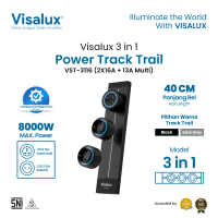 Visalux Power Track Trail 3in1 8000W Soket Multi 13A & 16A Rel 40cm - Socket Dinding Premium Stop Ko