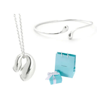 【Tiffany&Co. 蒂芙尼】價差一萬元-Teardrops 925純銀淚滴項鍊+手環(兩件組)