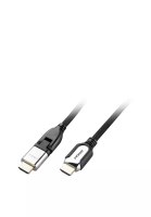 MasterPlug 2米長30AWG裸銅導體標準可旋轉頭24K鍍金HDMI線，24K鍍金HDMI公對公連接器HDMI 2.0 Licensing認證高清信號穩定傳輸銅導體抗氧化阻抗低衰減小性能好(HPHDMIA2)