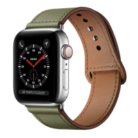 Army Green WatchBand Strap For Apple watch Band 42mm 44 mm , VIOTOO Sport Genuine Leather Wristband Watch Strap 5 4 44mm Band