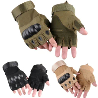 1Pair Tactical Fingerless Gloves for Men Ideal for Outdoor Sports Cycling Climbing Universal Finger Protective Gloves Accessorie