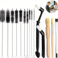 15pcs Coffee Cleaning Brush Set, Brush Wooden Coffee Grinder Cleaning Brush Thin Pipe Cleaning Brushes For Coffee Machine
