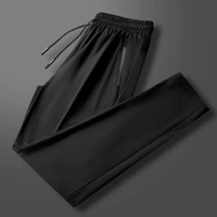 旦賓褲子男夏季新款薄款透氣中老年爸爸裝夏天冰絲速乾休閒運動褲