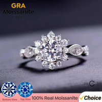1CT Sunflower Moissanite Ring for Women |   925 Sterling Silver Certified |   Floral Circle Design f