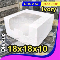 Dus 18x18x10 Ivory Die Cut Jendela Mika / Box 18x18 / cake box estetik Putih