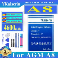YKaiserin Mobile Phone Battery for AGM A8 A1 Q,4600mAh New Back Up Batteries Replacement For AGM A8 SE Smart CellPhone Batterij
