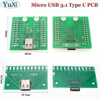 YuXi USB3.1 / USB 3.1 Type-C Connector 24P 24Pin Female Socket Test Board With PCB Board 12P+12P