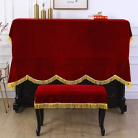 New Red and Green Classical Gold Velvet Piano Cover Simple Thickened Half Cover Fabric Piano Top Piano Bench Dust Cover