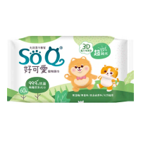 【南六】SOQ好可愛寵物濕巾-抗菌60抽/包買一送一(寵物全身/無酒精/無香料/食品級原料/天然植萃)