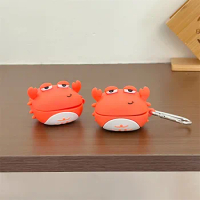 For Samsung Galaxy Buds 2/Buds 2 pro/Buds FE/Buds Live/Buds FE,Cute Creative Crab pattern design Silicone headset case with Hook