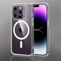 Original Transparent For Magsafe Magnetic Silicone Case For iPhone 15 14 Plus 13 Pro Max 12 Mini XR 7 8 Wireless Charging Cover