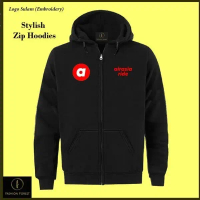 เสื้อยืดแขนสั้น เสื้อผ้าฝ้าย FULL ZIPPER HOODIE สำหรับพนักงาน AirAsia ทั้งผู้ชายและผู้หญิง ทำจากผ้าฝ