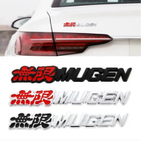 3D Metal Mugen Logo Front Grill Rear Trunk Car Emblem Badge Sticker Decal For Honda Accord Civic CRV Crosstour HRV City Jazz