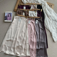 Oclo Basic Silk Skirt Bawahan Rok Satin Polos Motif Marble Kekinian Wanita Dailywear OCL02271