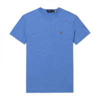 【RALPH LAUREN】RL POLO 經典刺繡小馬透氣排汗素面短袖T恤 上衣-藍色(PIMA棉/平輸品/素T/短T/可男女穿搭)