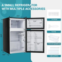 Mini Fridge with Freezer, 3.2 Cu.Ft Compact Refrigerator with freezer, 2 Door Mini Fridge with freezer,Black