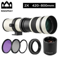 RISESPRAY 2X 420-800mm F/8.3-16 Super Telephoto Lens Manual Focus Zoom Lens Fit for Canon NIKON SONY NEX DSLR Camera Photograp