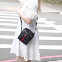 Gucci & BALENCIAGA 巴黎世家 s Hacker Project 金屬LOGO緹花織布斜背手機包/小方包(黑灰)