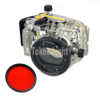 40 meters 130ft Underwater Waterproof Housing Diving Camera Case Bag for Canon S95 S110 S100 S120 Camera With 67mm Red filter