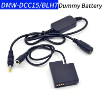 DMW DCC15 DC Coupler BLH7E Dummy Battery&amp;12V-24V Step Down Power Cable fit for Panasonic DMC-GM1 GM5 GF7 GF8 LX10 LX15 Camera