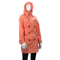 【Michael Kors】雙排扣輕薄型長版風衣外套(粉橘色)