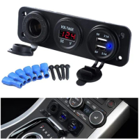4.2A Car Charger Motorcycle Plug Dual USB Adaptor+12V/24V Cigarette Lighter Socket LED +Digital Voltmeter Usb Car Socket