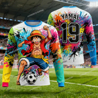 Autumn Sports Long-Sleeved T-Shirt Pirate King Luffy Street Graffiti Style Yamal Football Jersey T-S
